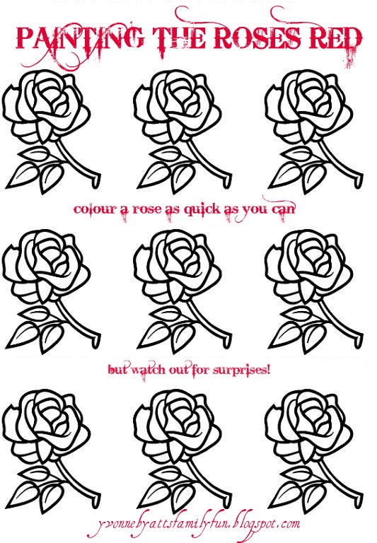 painting the roses red coloring pages - photo #1